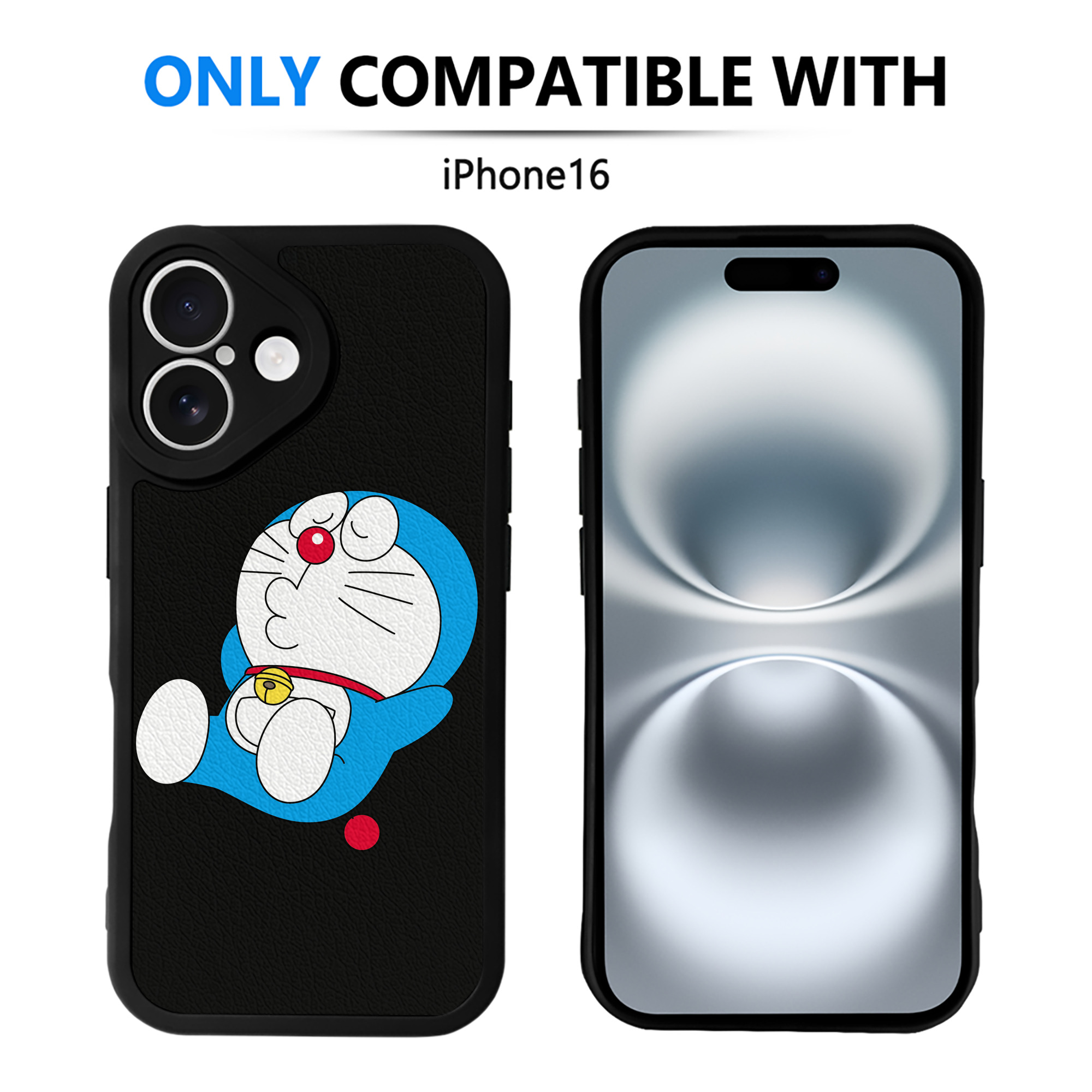 （画像用） ドラえもん Doraemon 【iPhone 16シリーズ対応】シリコンスマホケース（レザー調） 材質：シリコン